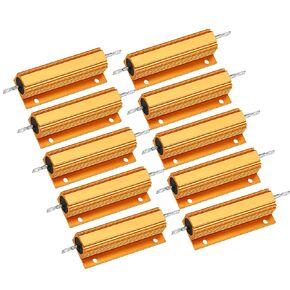 RANIT 10Pcs Aluminum Housed Wire Wound Resistor Gold Tone (100 Watt - 500 Ohm)