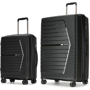 Luggage Sets 3 Piece Expandable Suitcase Set, PP Hardshell Suitcase with Spinner Wheels,Lightweight Carry On Luggage with TSA Lock,Black