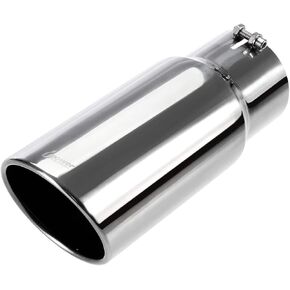 Upower Diesel Exhaust Tip 5" to 6" Stainless Steel Bolt-On Tail Pipe Tips 5 inch Inlet 6 inch Outlet 15" Long Rolled Edge Tailpipe Universal For Trucks Car