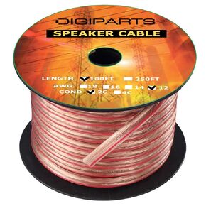 KUNOVA (TM) 12GA 12 Gauge 12 AWG 2C CCA Conductors Copper Clad Aluminum CCAL 100FT Clear Transparent Car Audio Speaker Wire Cable