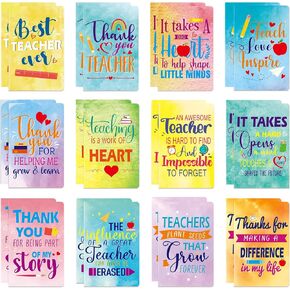 24 Pcs Teacher Notebook Appreciation Teacher Gift Inspirational Motivational Teacher Notepad 3 x 5 Inch Pocket Small Teacher Journal for Teacher's Day Appreciation Present School Supplies, 12 Designs