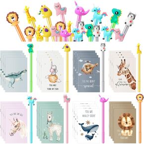 Colarr 64 Pcs Back to School Gifts for Students from Teacher Inspirational Notepad and Pen Gift Set Bulk Motivational Pocket Mini Notebooks Cute Cartoon Animal Pens Camp Stationery for Girls Boys in Saudi Arabia