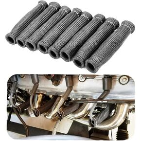 Spark Plug Wire Heat Shield 8PCS Spark Plug Boots Thermal Protection Sleeve 1200 Degree 6 inch Spark Plug Heat Cover Wrap for Car Truck (Blue)