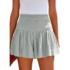 Aytitium Shorts for Women High Rise Elastic Waisted Casual Summer Smocked Flowy Shorts in Saudi Arabia