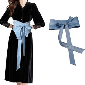 Belt for lady lace up Wide Waist cover tie Women's Tie Front Waist Corset satin black waist belt For Dress