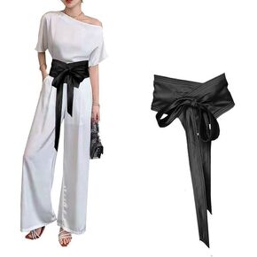 Belt for lady lace up Wide Waist cover tie Women's Tie Front Waist Corset satin black waist belt For Dress in Saudi Arabia