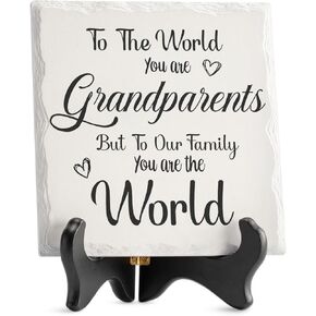 Grandma Gifts - Mothers Day Gifts for Grandma from Granddaughter Grandson Ceramic Keepsake with Wooden Stand for Grandmother Birthday, Anniversary, Grandparents Day and Christmas Gifts Home Decoration