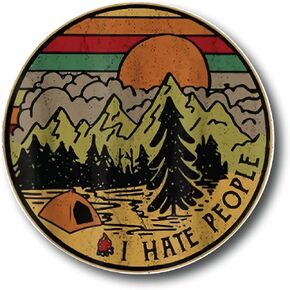 2 Pack Love Camping I Hate People Funny Camping Sticker Vinyl Decal Wall Laptop Window Car Bumper Sticker 4 in |PS105|