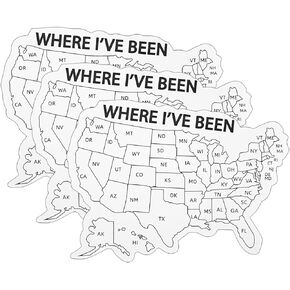 Where I've Been Map Vinyl Coloring Sticker,Where I Have Been Waterproof Decal to Track Travel Journal,Visited States map for Travel Water Bottles Phone laptops (3pcs)
