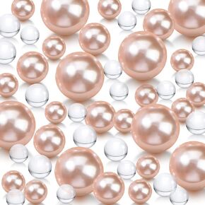 Sureio 6400 Pieces No Hole Pearls for Centerpieces Vase Filler Beads Clear Water Gel Polished Pearls for Home Candle Wedding Birthday Party Table Decor 8/14/20 mm (Black Silver)