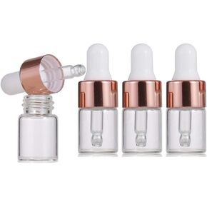 30 Pcs Clear Glass Dropper Bottles Essential Oil Sample Bottles Perfume Vials Liquid Cosmetic Containers Glass Eye Dropper Bottles With Rose Gold Lids (2ml)