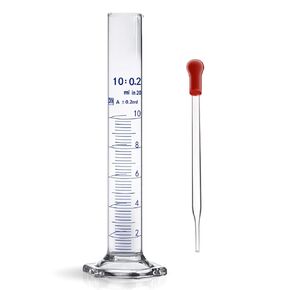 Thick Glass Graduated Cylinder Measuring Liquid Lab Hexagon Base Cylinders Come with One Glass Dropper (Glass, 5ML)