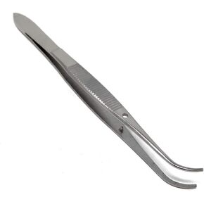 Iris Eye Dressing Forceps 4", Full Curved, Serrated Tips