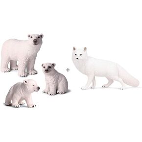 EOIVSH 18PCS Arctic Animal Figures, Realistic Polar Animal Toys Figurines for Kids Toddlers, Plastic Ocean Sea Animal Figures with Arctic Fox Wolf Snowy Owl Polar Bear Reindeer Bluga Whale