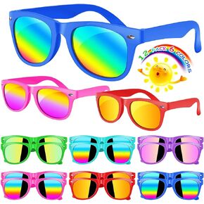 Kids Sunglasses Bulk, Kids Sunglasses Party Favors, 12 Pack Neon Party Sunglasses for Kids, Boys and Girls, Beach Pool Birthday Party Supplies, Goody Bag Favors,Great Gift for Kids Party Favors
