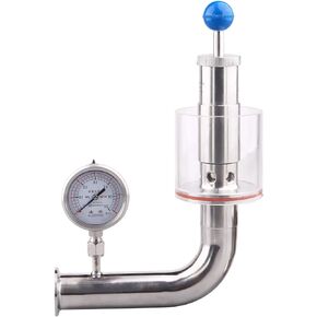 DERNORD SS304 Sanitary 1.5" Tri Clamp Adjustable Pressure Relief Safety Valve with Pressure Gauge