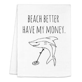 Funny Kitchen Towel, I Run A Tight Shipwreck, Flour Sack Dish Towel, Sweet Housewarming Gift, White or Gray (Gray)