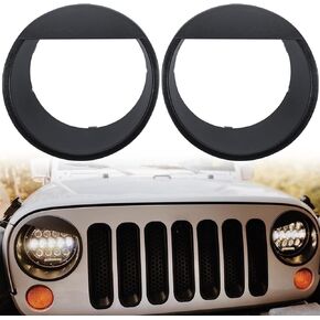 Opall Black Bezels Front Light Headlight Angry Bird Style Trim Cover for Jeep Wrangler JK JKU Rubicon Sahara 2007-2018, not for JL