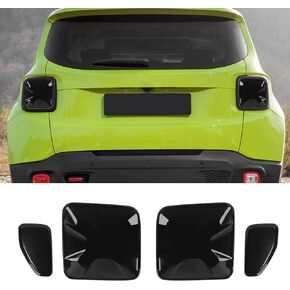 Hoolcar Tail Light Lamp Cover Guard Trim Frame Bezels Decoration Accessories Compatible with 2015-2018 Jeep Renegade, Smoked Black