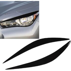 Camrusic Glossy Black Headlight Cover Eye lid Eyebrows, Pair Headlight Eyelid Headlamp Eyebrow Strip Trim Compatible with Infiniti Q50 2014-2019