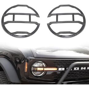 Front Headlight Lamp Guard Trim Protector Cover for Ford Bronco Accessories 2021 2022 2023 Exterior Decoration Guard Kit 2-Pack (Black)