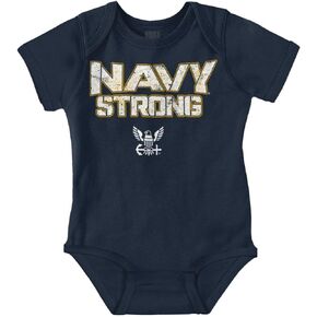 Brisco Brands Navy Strong United States Military Baby Romper Boys or Girls