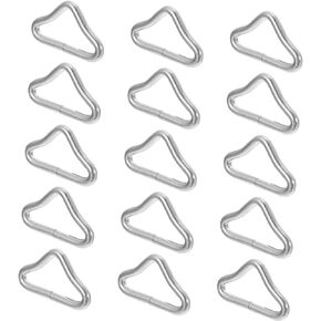 HONMEET 40pcs Trampoline Triangle Ring Leash Rings Heavy Duty Leash Replacement Trampoline Clips Marine Clips Bungee Bed Triangle Ring Galvanized Steel Wire V-Ring for Trampoline M