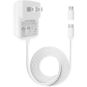 5V AC DC Charger Power Cord with Type-C and Micro USB DC Connector, for DC 5 Volts 1.5A 1A Android Smart Phone, Kindle Fire, Tablet and More 5Vdc Devices.