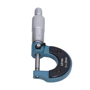 Outside Micrometer, Thickness Micrometer Stainless Steel High Accuracy Thickness Measuring Tool with Wrench 0.01mm (0-25mm)