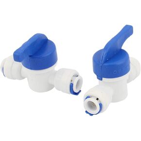 2Pcs 1/4" 6mm Plastic Hose Pipe Fitting Coupler Ball Valve Blue White