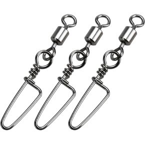 ENERHIKE Fishing Snap Swivel High Strength Rolling Swivel with Coastlock Snap Steel Swivel 100LB Saltwater Freshwater Fishing Corrosion Resistant 50pcs