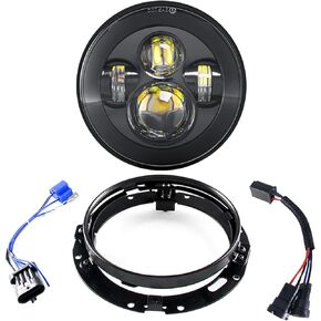 SKTYANTS 7" 7 Inch LED Headlight Motorcycle with 7Inch Round Mounting Bracket Ring Kit Compatible with Road King Electra Glide Street Glide Ultra Classic (Black)
