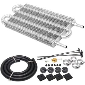 5/16" Transmission Oil Cooler, 6 Pass Tube and Fin Cooler Kit Universal Aluminium Black