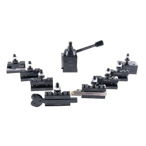 Accusize Industrial Tools 11 Pcs AXA Wedge Type Quick Change Tool Post Set for Lathe Swing 6"-12" incl. 1 Cutoff & Grooving and 1 Knurling Holders