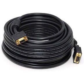 كابل Monoprice Super VGA - 50 قدم - أسود | ذكر إلى أنثى مع حديديات للتركيب داخل الجدار | مطلي بالذهب، تصنيف CL2