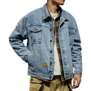 SOMTHRON Men's Denim Jacket Casual Slim Fit Jean Jackets Classic Long Sleeve Button Down Trucker Jean Coat