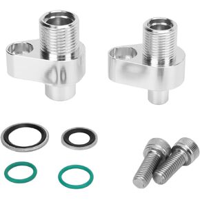 LS Swap AC Compressor Fittings, LS AC Compressor Adapter Fittings Gasket with Sealing Rings Screw Kit 8AN 10AN 451‑1105 Replacement for Denso 10S17F 10S20F Compressors