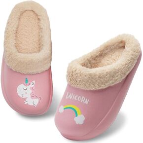 YALOX Boys-Girls-Slippers Soft Warm Kids-House-Bedroom-Shoes Plush Lined Lightweight-Non-Slip Cotton Slippers Garden-Shoes-Indoor-Outdoor