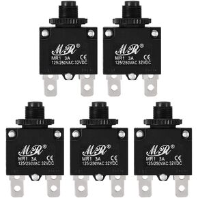 uxcell 5Pcs Thermal Overload Protector AC 125/250V 32VDC 3A Push Button Reset Circuit Breaker