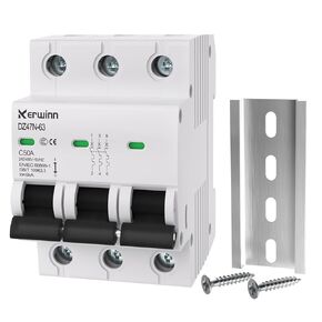 KERWINN 3 Pole Miniature Circuit Breaker,240V/480V AC Circuit Breaker, 20Amp Thermal Magnetic Trip Smart Circuit Breaker AC Disconnect Switch DIN Rail Mount (20A)