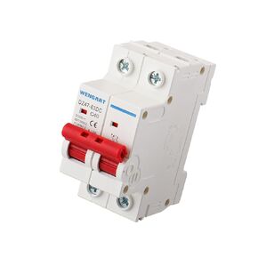 قاطع الدائرة المصغرة Wengart DC DZ47-63Z، 500 فولت 2 أقطاب 10-63A، يعمل للبطارية وأنظمة الطاقة الشمسية الكهروضوئية وأنظمة التيار المستمر الأخرى، حامل السكك الحديدية DIN، مفتاح فصل التيار المستمر (10 أمبير)