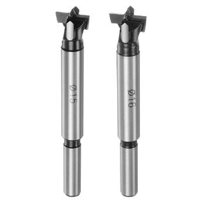 HARFINGTON 2pcs Forstner Drill Bit Set 15mm 16mm (9/16" 5/8") Tungsten Carbide Wood Forstner Bits Opener Cutter Kit for Hinge Hole Drilling Woodworking, Black
