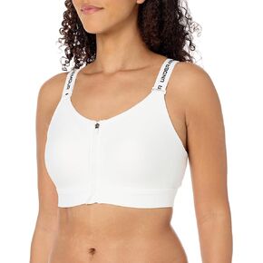 Under Armour Womens Infinity High Impact Zip Sports Bra, (100) White / / Black, Large D-DD