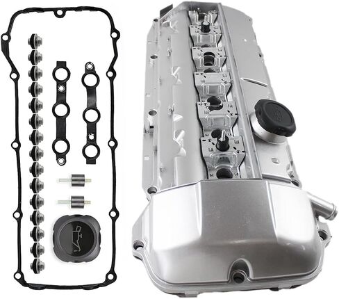 COPACHI Aluminum Engine Valve Cover Sets with Gasket Oil Cap 11121432928 11121437395 Fits for BMW E39 E46 525i 528i 325i 328i 330i X5 Z3 1998 1999 2000 2001 2002 After-Market Parts in Saudi Arabia