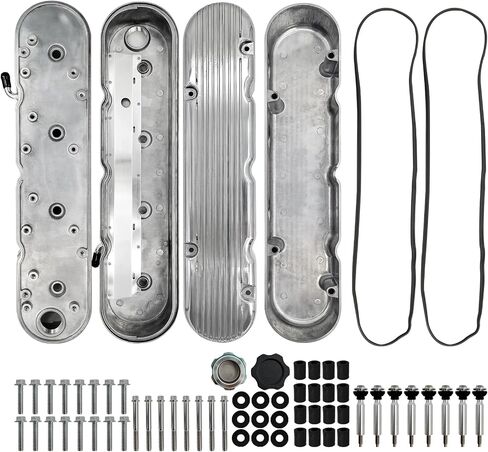 Polished Finned Aluminum Valve Covers w/Coil Mounts & Cover Compatible with LS1 LS2 LS3 LS6 LS7 Chevy Small Block V8 293 325 364 376 427 in Saudi Arabia