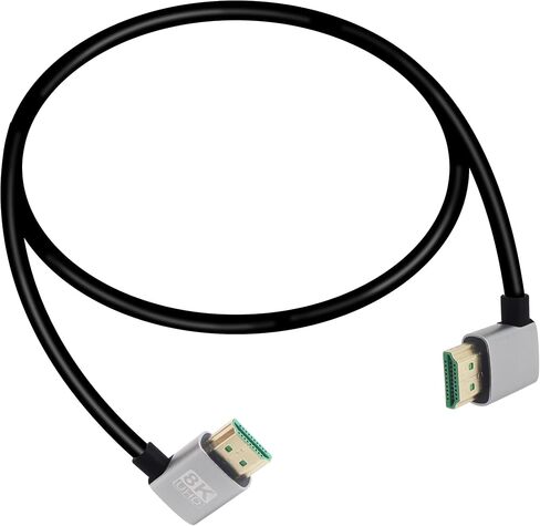 RIIEYOCA 90 Degree Left Angle HDMI Male to 90 Degree Right Angle HDMI Male, 18Gbps High Speed 2.1 Extension Coil Cable Supports 8K@60Hz, ARC,3D for DVR, HDTV, Roku Ultra（0.5M） in Saudi Arabia