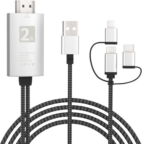 Tlsdosp Smartphone to HDMI Projection Cable, 1080P Phone to TV Mirroring Adapter Compatible with Smartphone/Tablet in Saudi Arabia