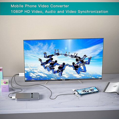 Tlsdosp Smartphone to HDMI Projection Cable, 1080P Phone to TV Mirroring Adapter Compatible with Smartphone/Tablet in Saudi Arabia
