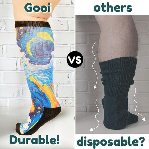 جوارب Gooi واسعة جدًا لمرضى السكري للأقدام المتورمة، جوارب ملونة لمرضى السكري للرجال مقاس كبير 13-15 10-13 9-12 سلسة وناعمة قابلة للتمدد وذمة السمنة والاعتلال العصبي المصبوب نانو كالسيتينس بارا ديابيتيكوس هومبر in Kuwait