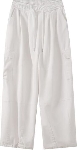 Bakyarder Men's Vintage Washed Cargo Jeans, High Waist, Baggy Wide Leg, Unisex Streetwear with Multiple Pockets in Saudi Arabia
